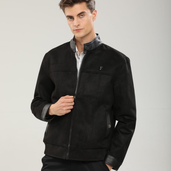 F-collection Men’s Grey Suede Leather Jacket. Size XXL. NWT (Fits like XL) - Picture 1 of 11